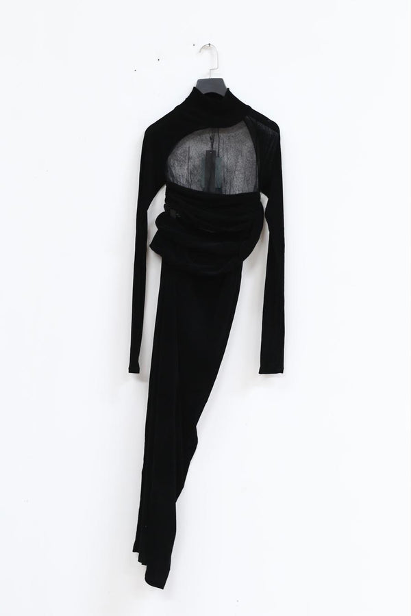 Un Morceau stretch velvet waist cutout multi-dress AW22 UM222LS08 PUM34